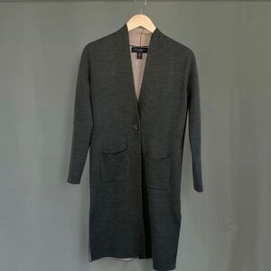 Paul Costelloe Wool Long Knit Cardigan Sweater Duster Charcoal XS